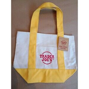 NEW Trader Joe’s Mini Canvas Tote Bag Reusable Limited Edition Yellow